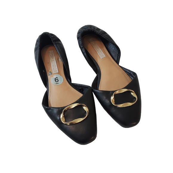 Rachel Zoe Shoes - RACHEL ZOE | ELLEANOR BLACK GOLD FAUX LEATHER STRETCH BALLET FLATS WOMEN 6